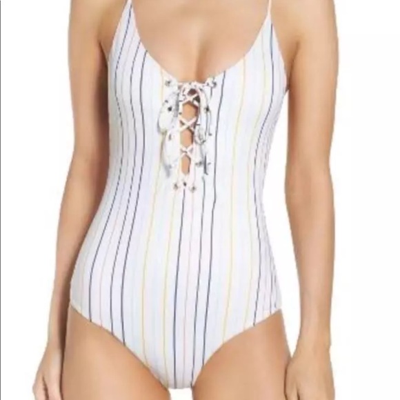 Tavik Reversible White Stripe One Piece Swimsuit L - Picture 8 of 8